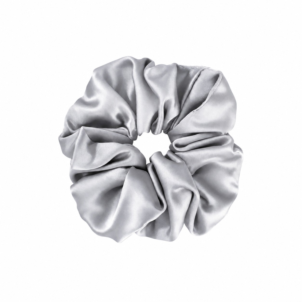 Satin Elastic Hair Scrunchie — Silver