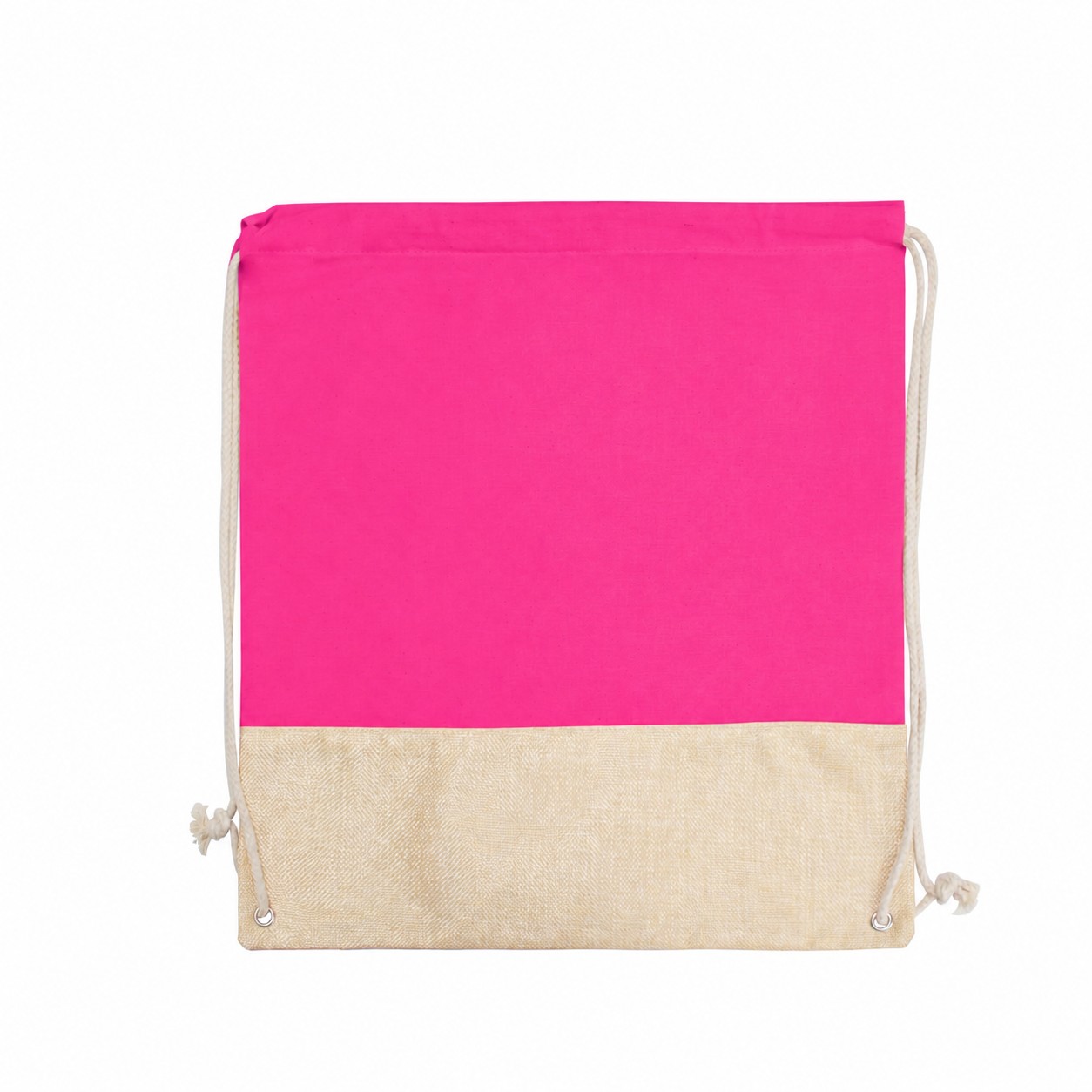 Cotton Metal Grommets Drawstring Bag — Hot Pink