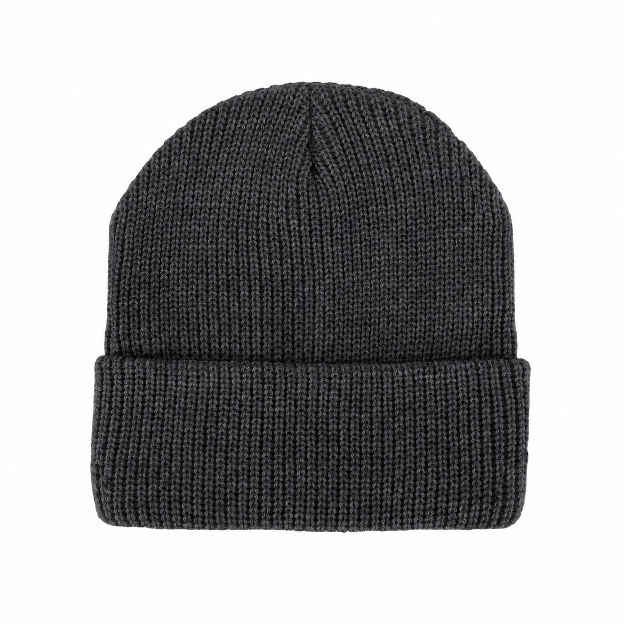 Acrylic Cuffed Patch Beanie — Dark Gray
