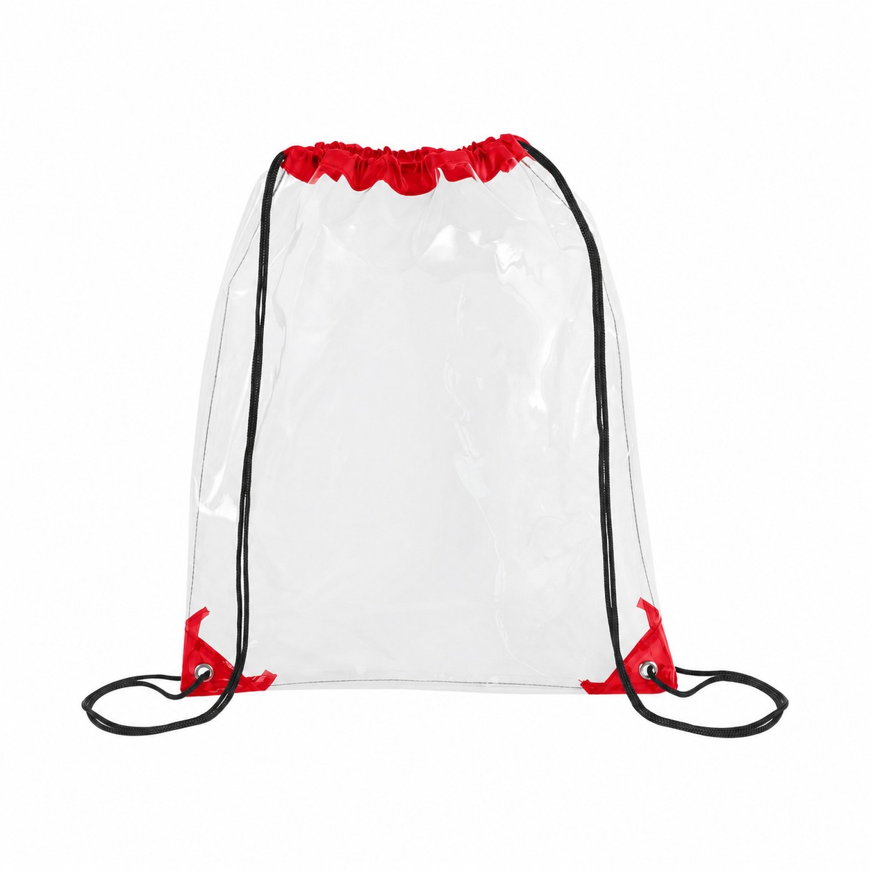 Metal Grommets PVC Drawstring Bag — Red