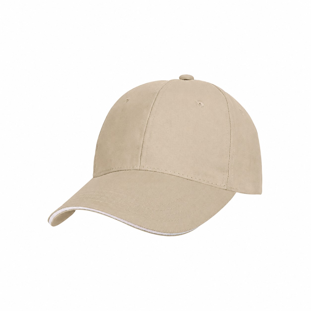 Cotton Twill Front Cap with Ventilation Eyelets — Khaki Beige
