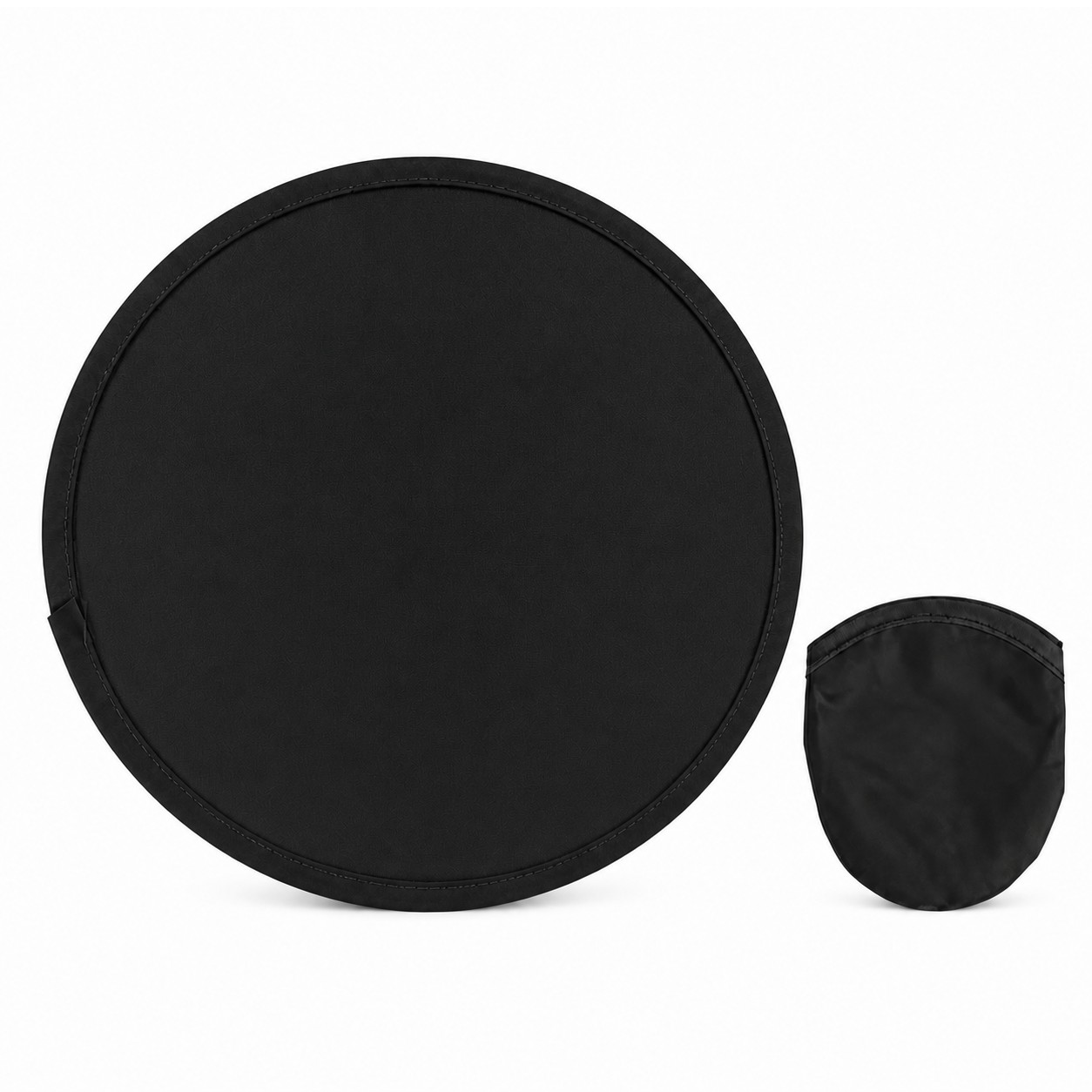 Foldable Nylon Flying Disc With Pouch — Black