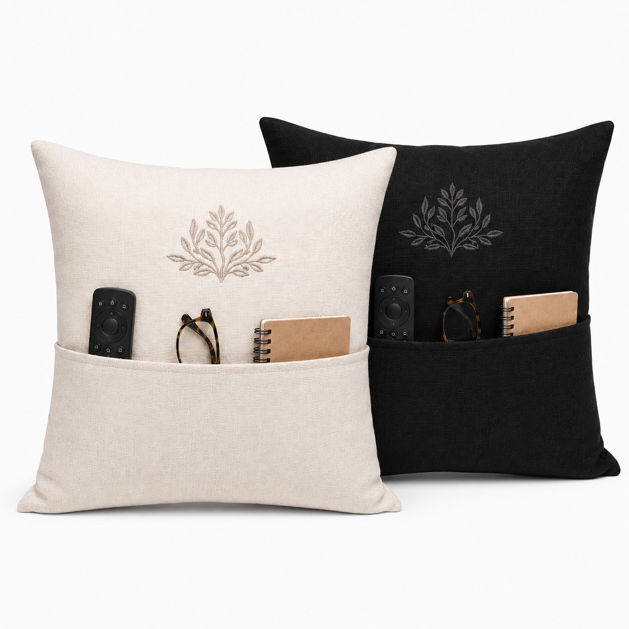 Linen Dual Pocket Pillow Cover