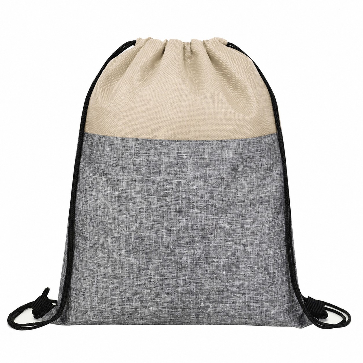 300D Polyester Drawstring Bag — Beige