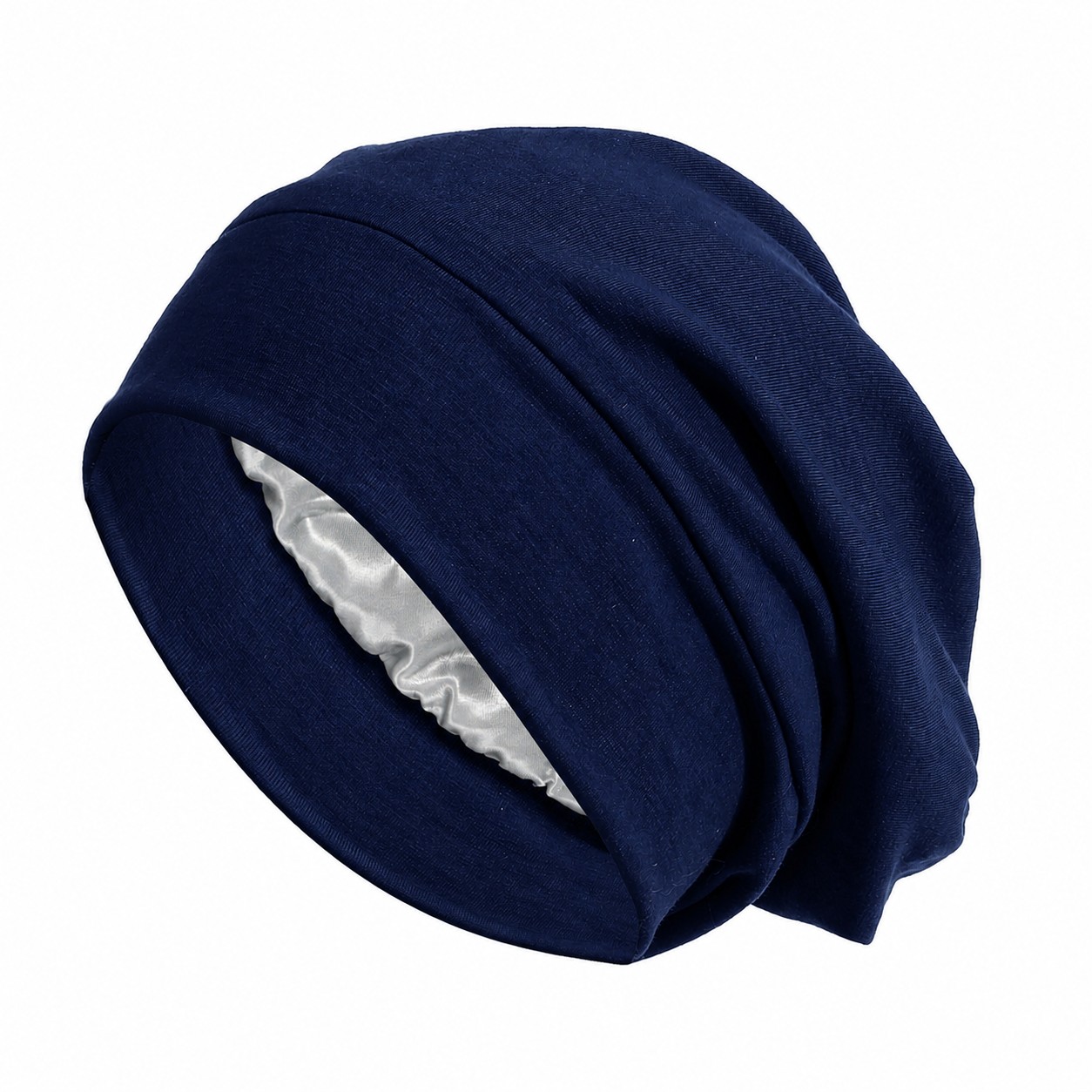 Polyester Soft Lining Sleep Bonnet — Navy Blue