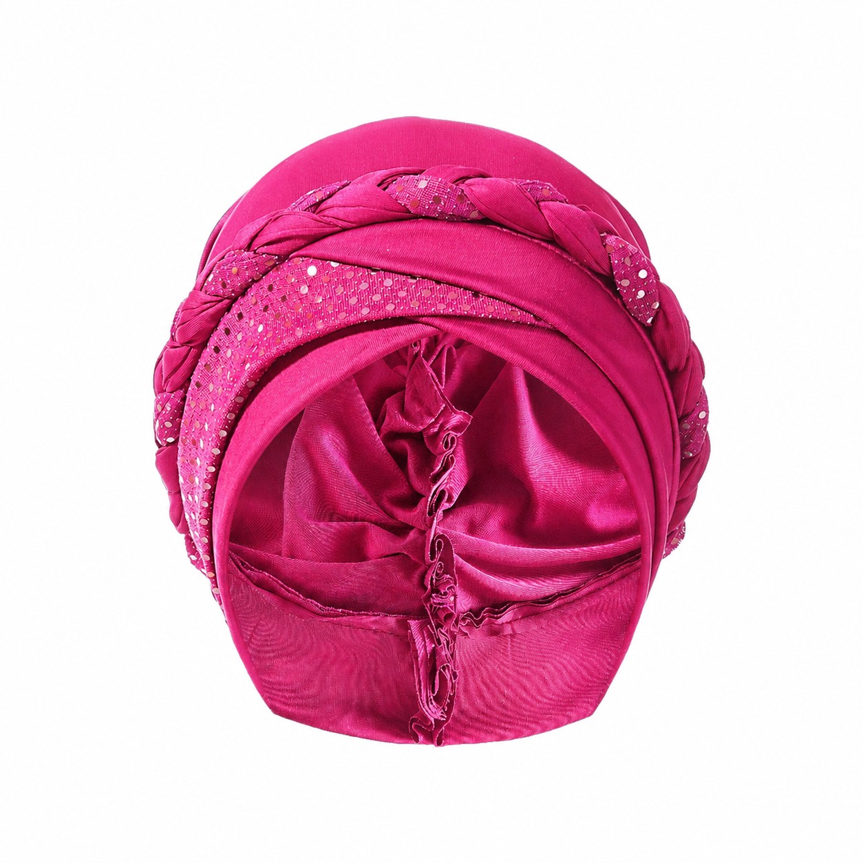 Cross Braid Polyester Turban Hat — Magenta Pink