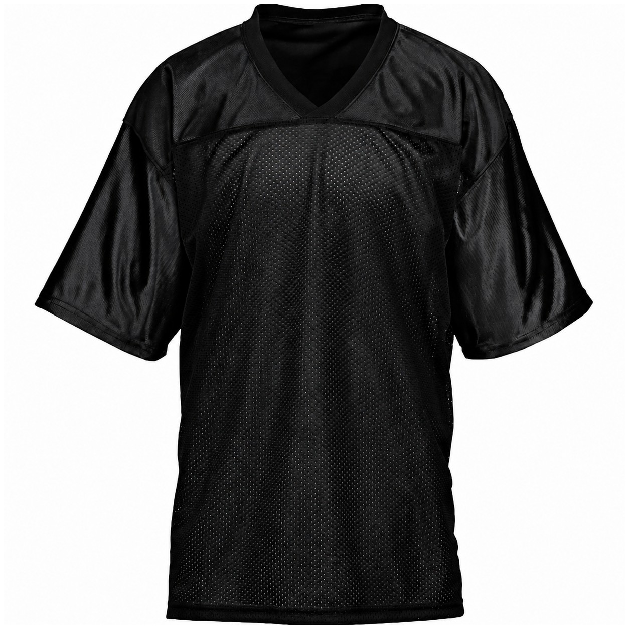 Polyester Mesh V Neck Football Jersey — Black