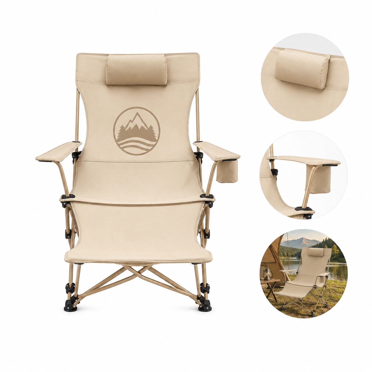 Reclining Oxford Fabric Camping Chair