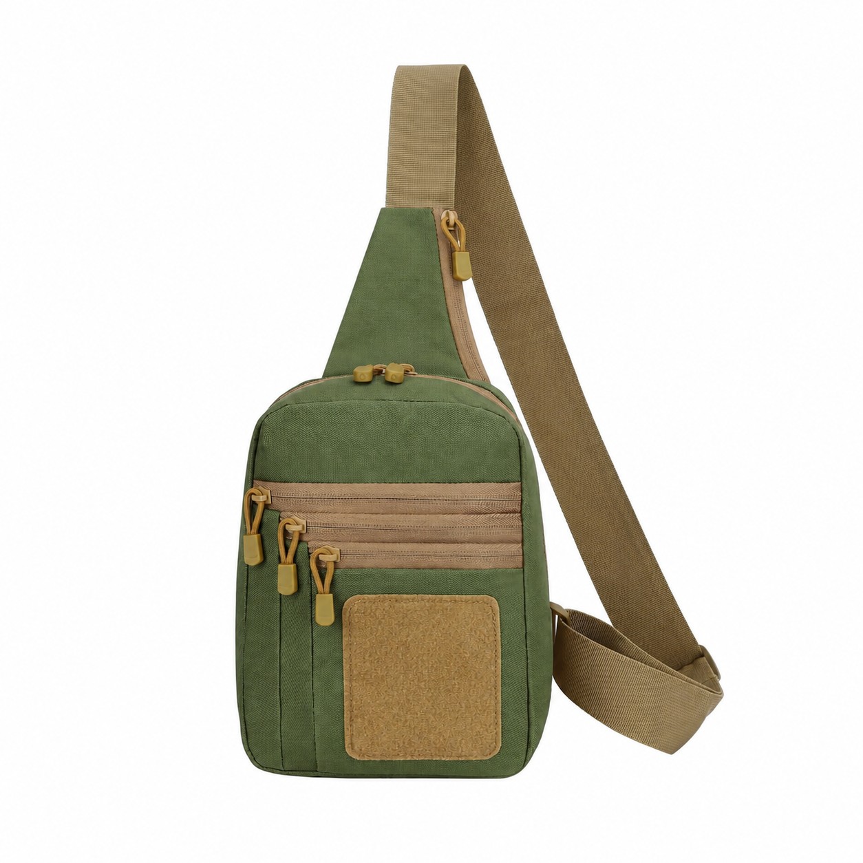 600D Polyester Zippered Storage Crossbody Sling Bag — Green