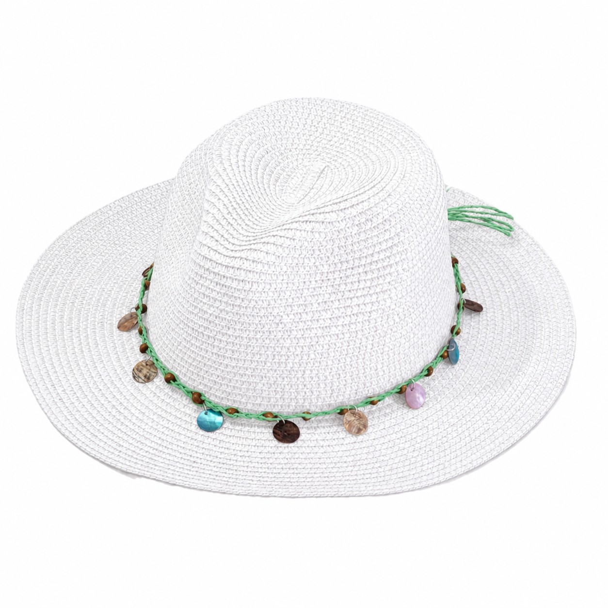 Stone Band Straw Sun Hat — White