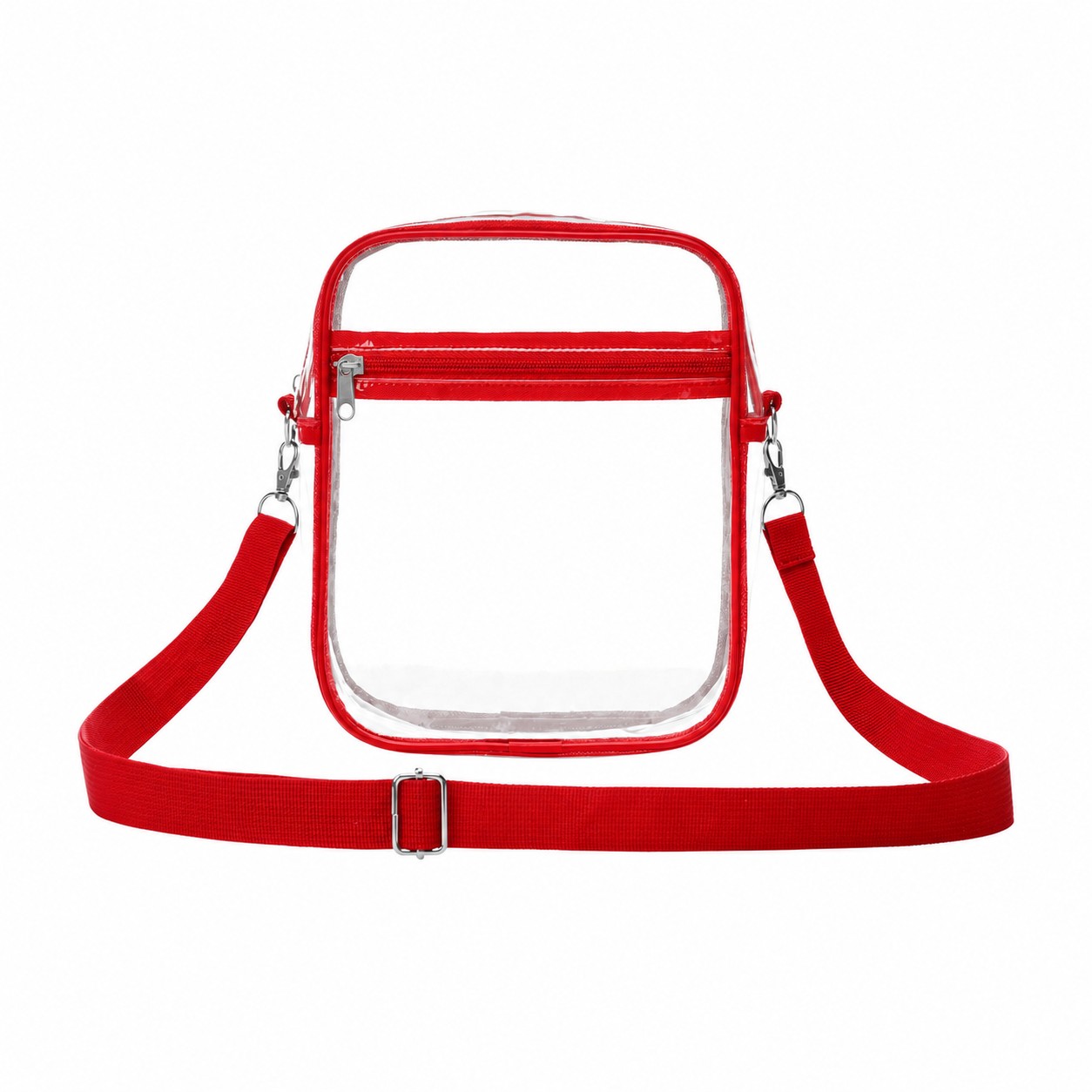PVC Crossbody Sling Bag — Clear White/Red