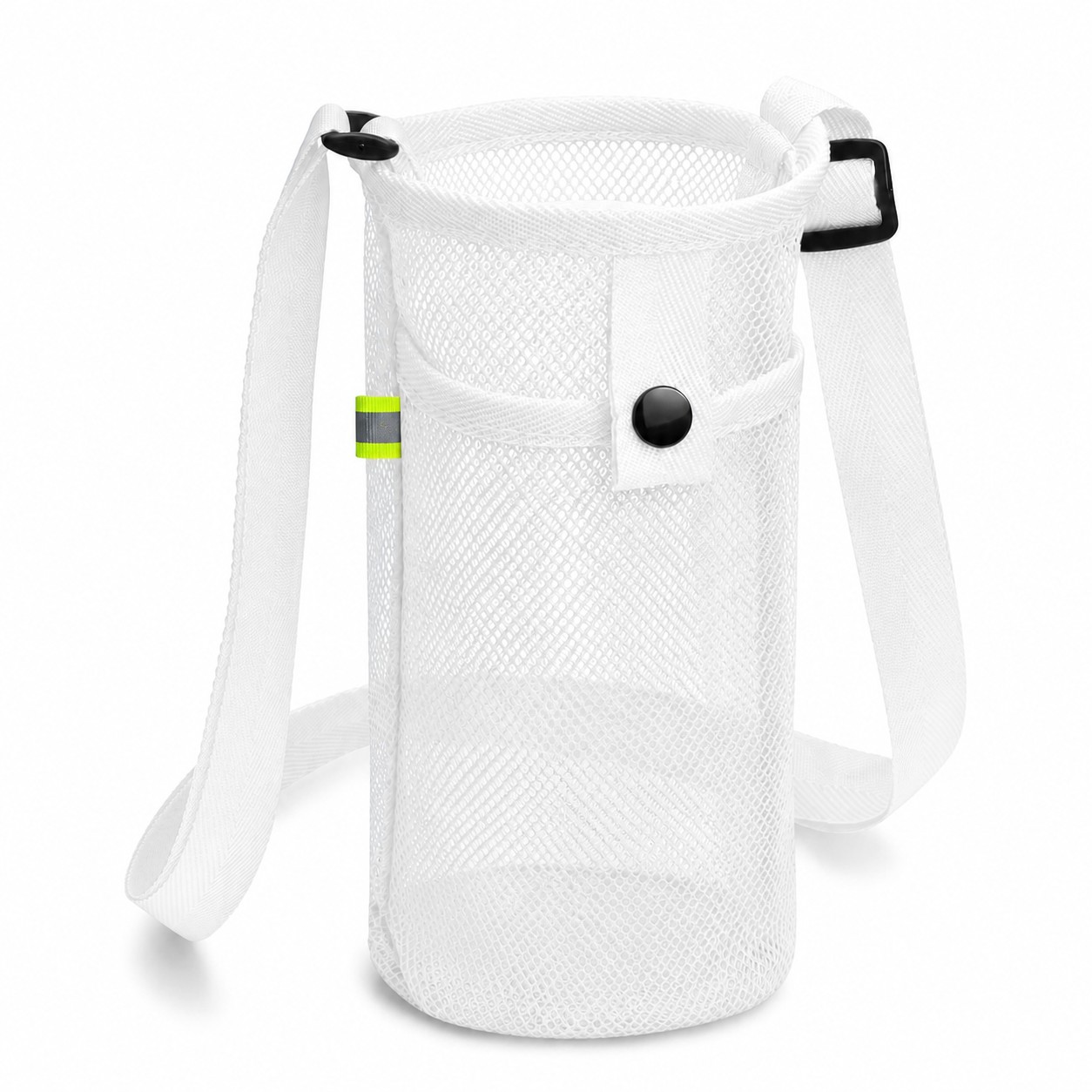 Mesh Water Bottle Holder With Strap — White