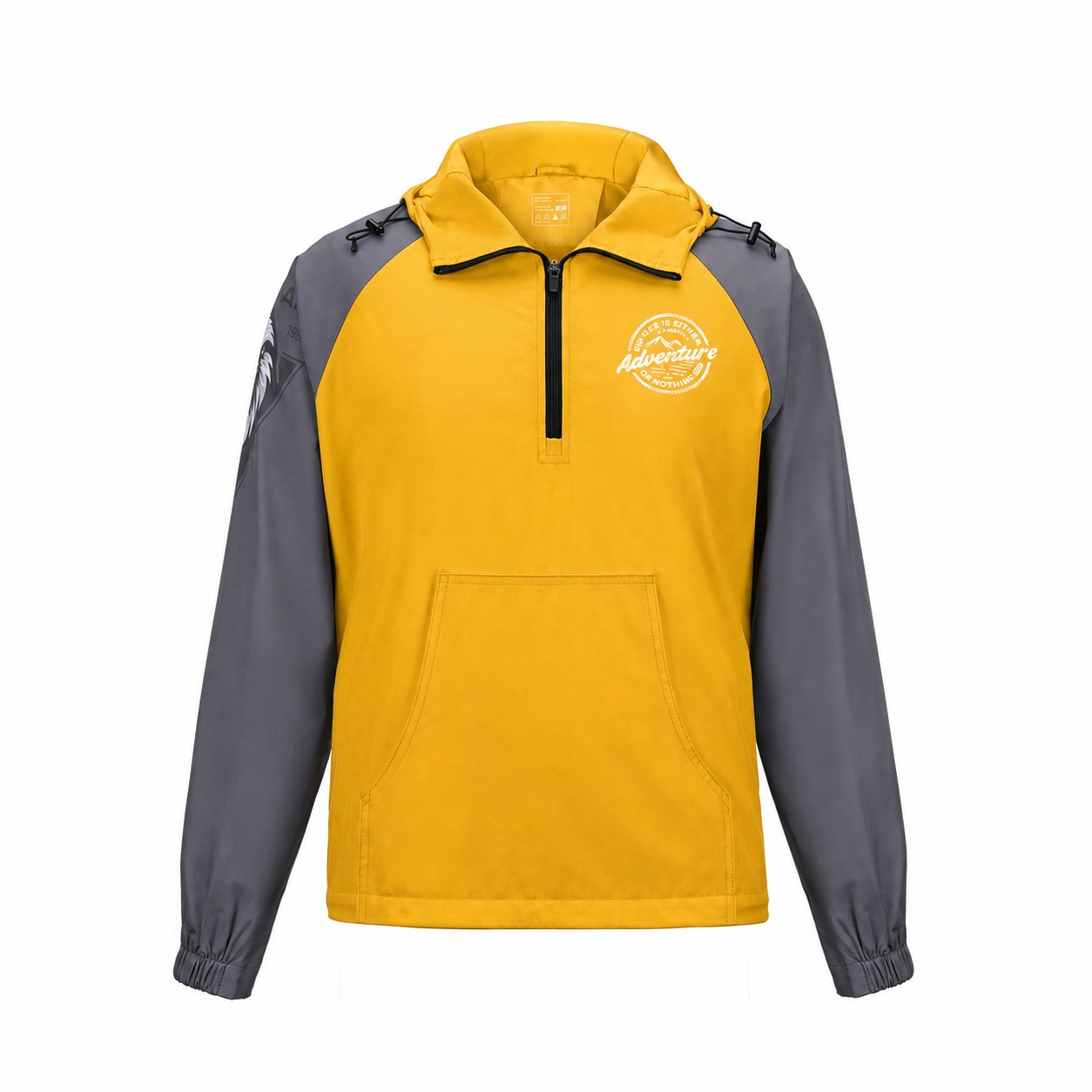 Polyester Quarter-Zip Hooded Jacket — Gold