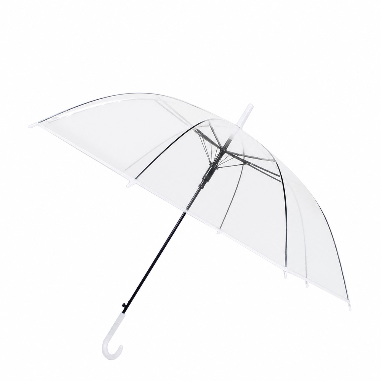Transparent PVC Stick Umbrella — Clear White