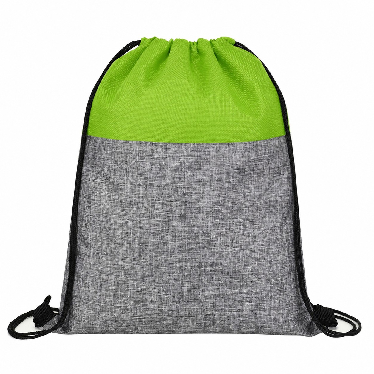 300D Polyester Drawstring Bag — Lime Green