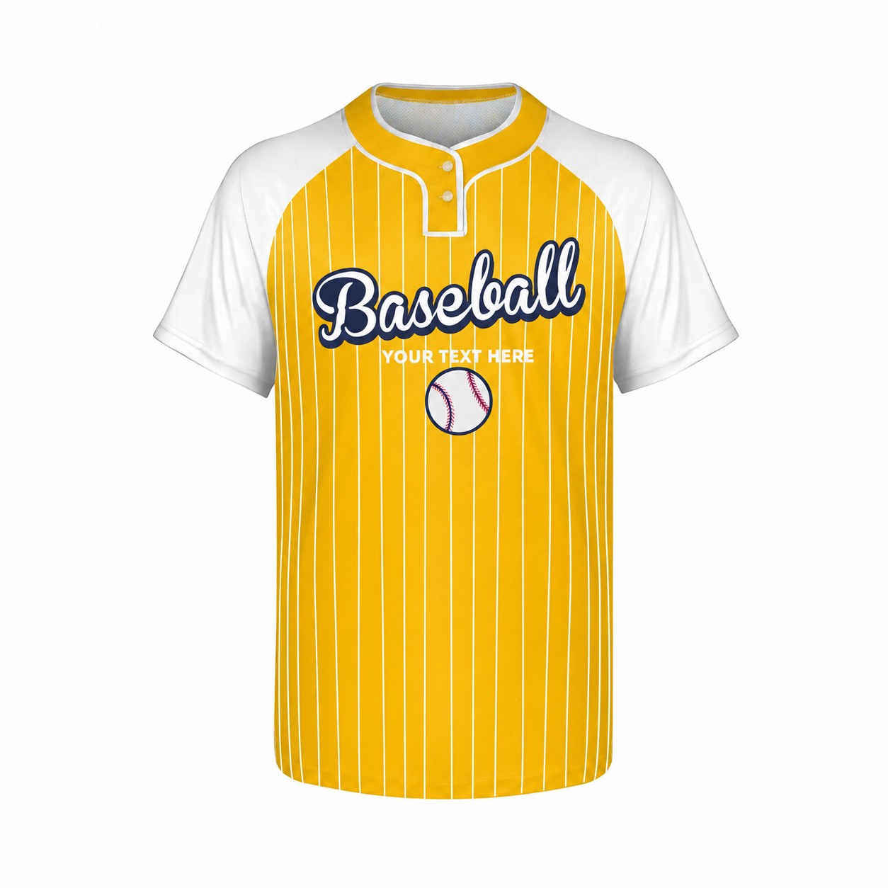 Two-Button Polyester Baseball Jersey — Gold