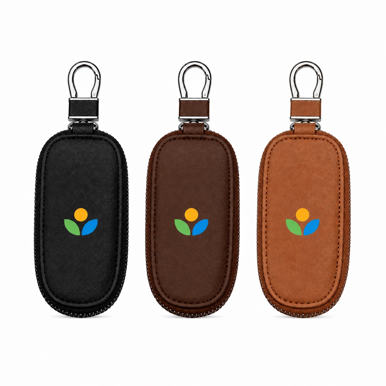 Compact PU Leather Ziparound Key Case — view 1