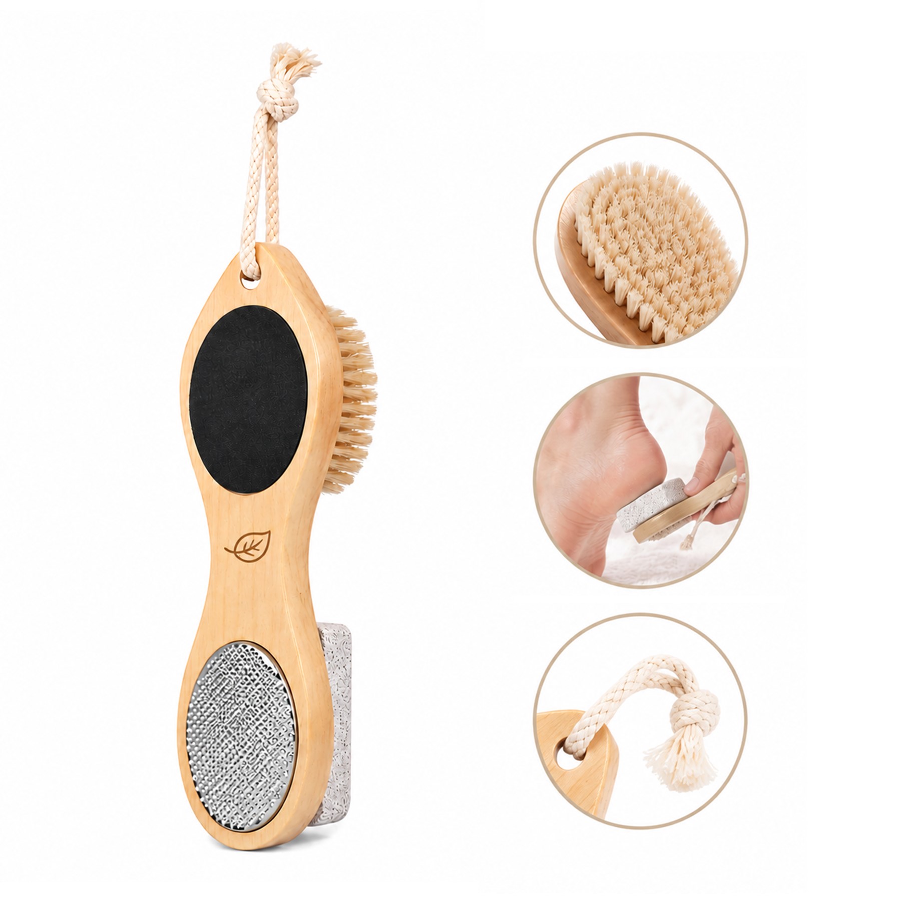 Four Surface Wood Foot Care Brush