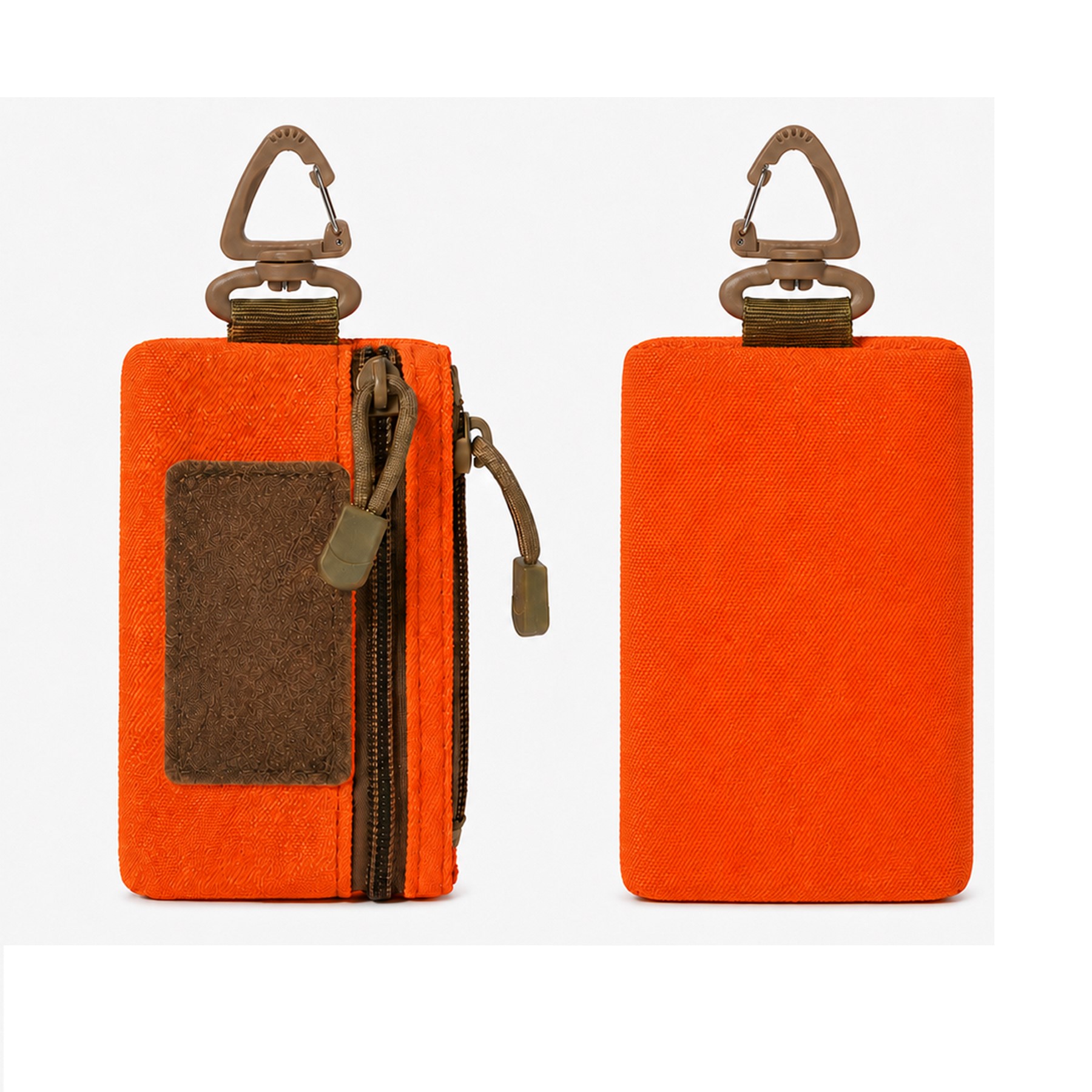 Dual Zipper Nylon Utility Pouch With Carabiner