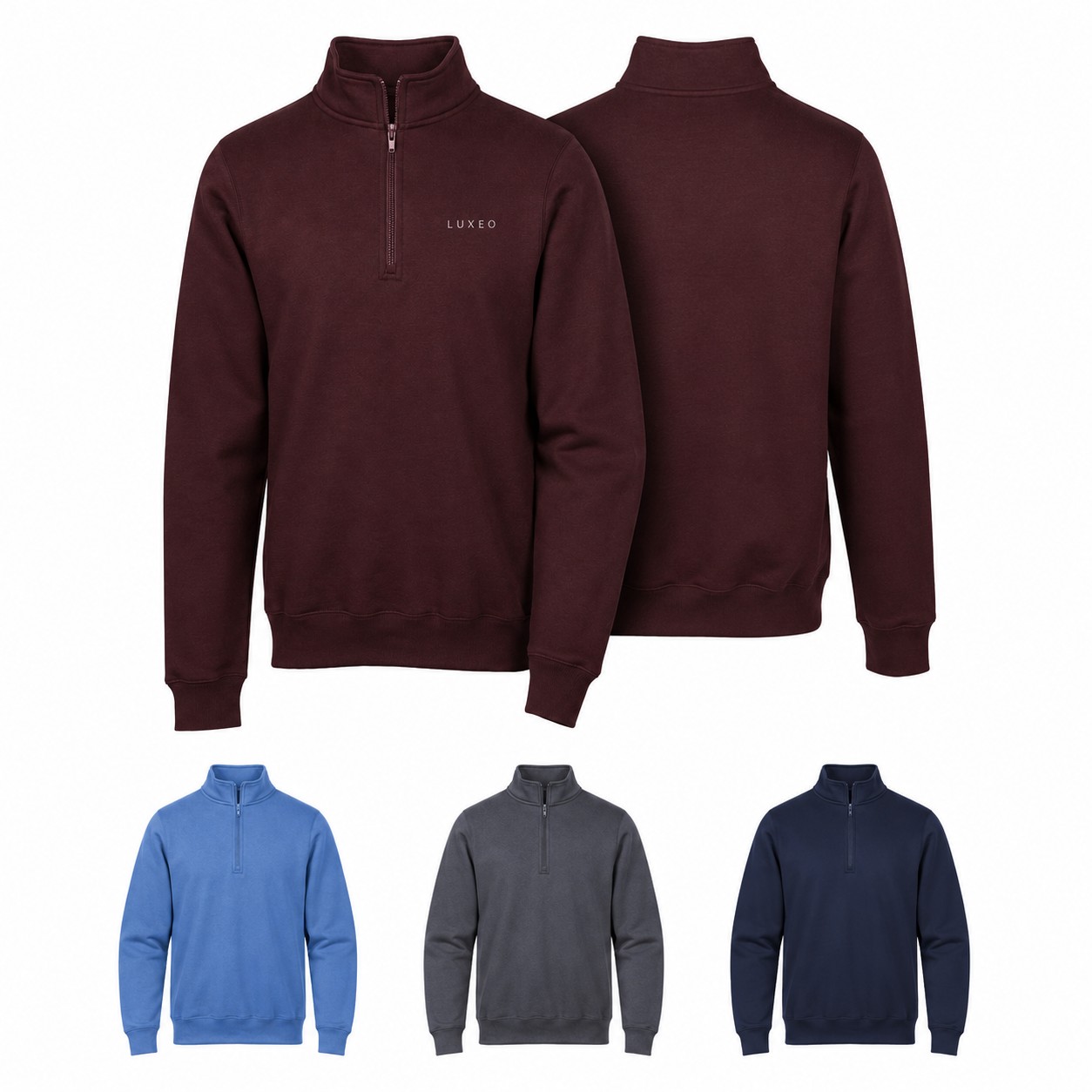 Cotton Polyester Quarter Zip Fleece Pullover