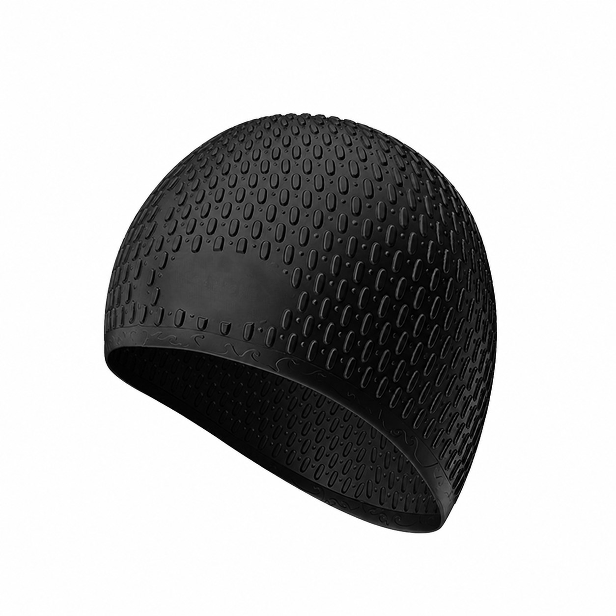 Water Drop Silicone Swim Cap — Black