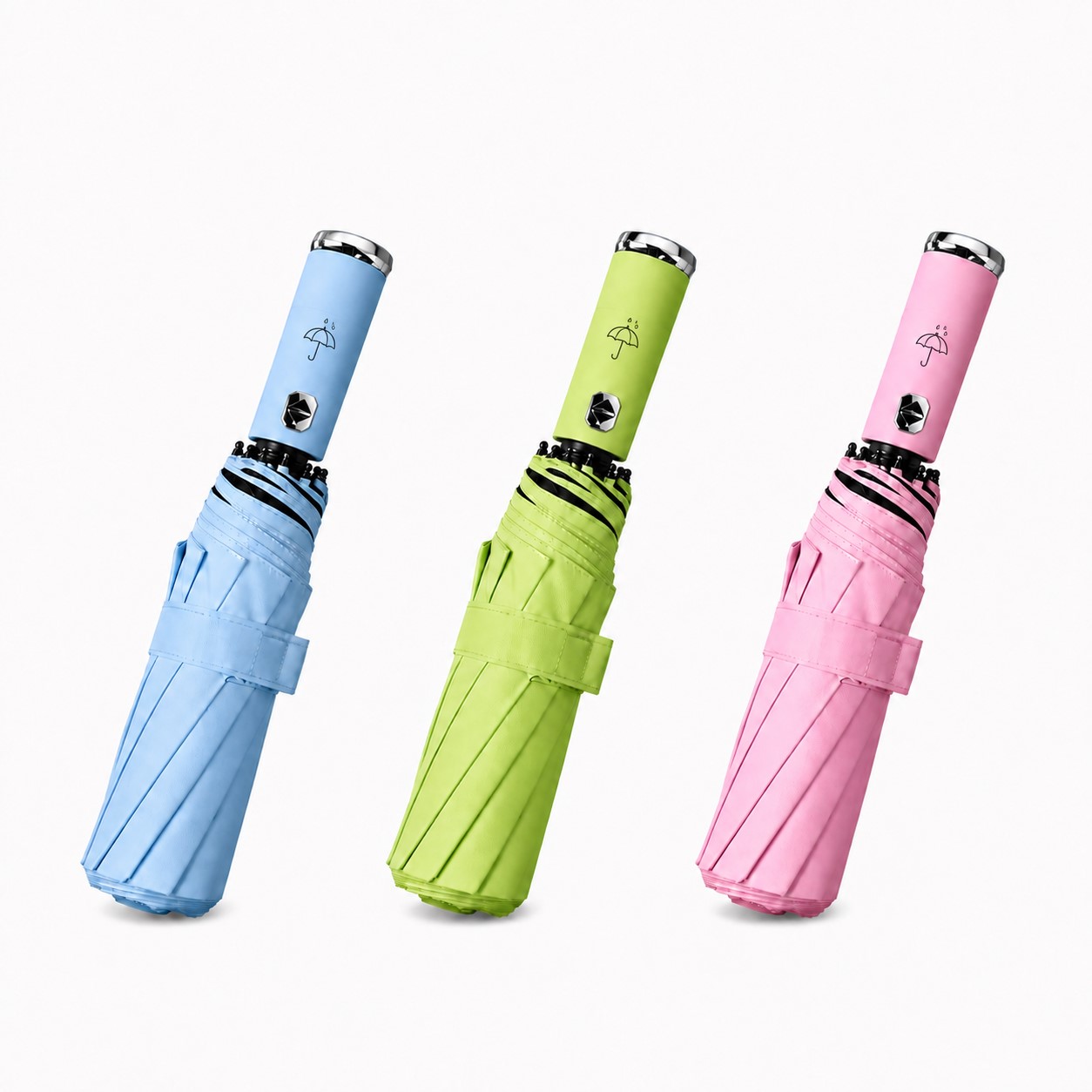 Compact Folding Umbrella With LED Flashlight