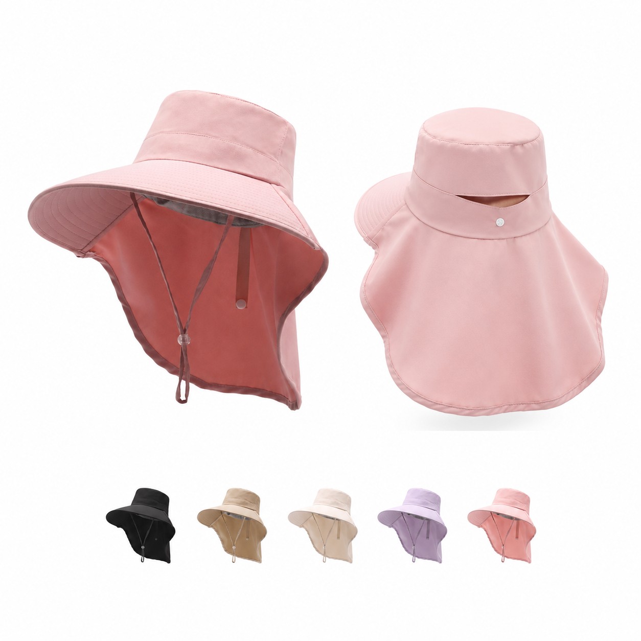 Polyester Ponytail Neck Flap Sun Hat