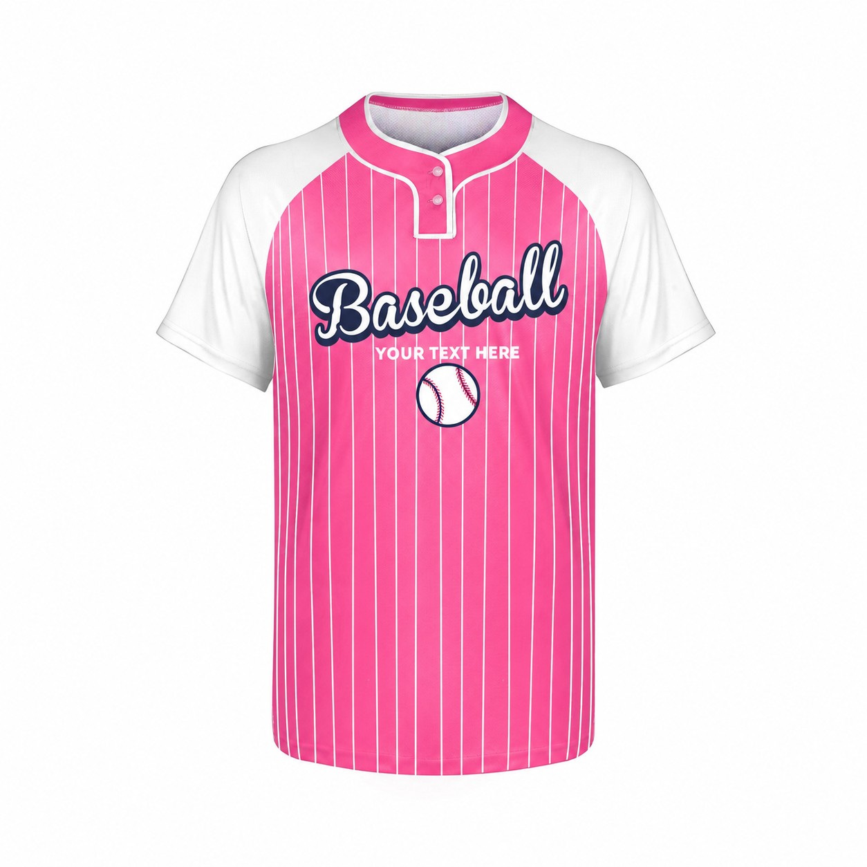Two-Button Polyester Baseball Jersey — Pink