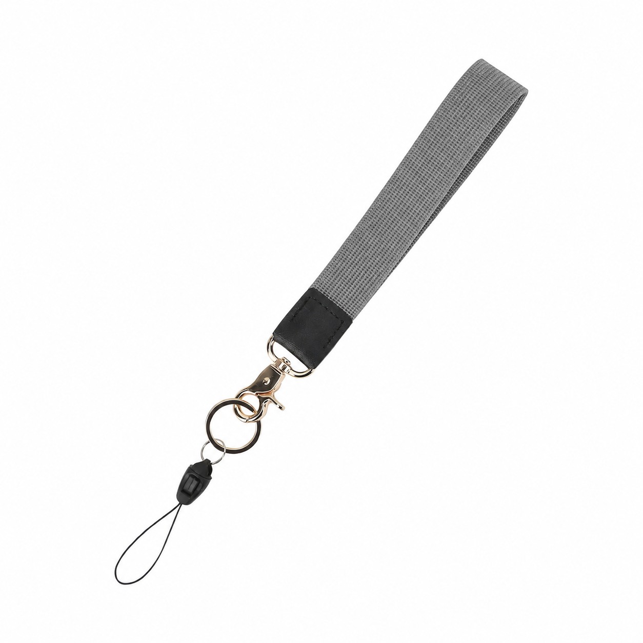 Polyester Wristlet Keychain Lanyard — Gray