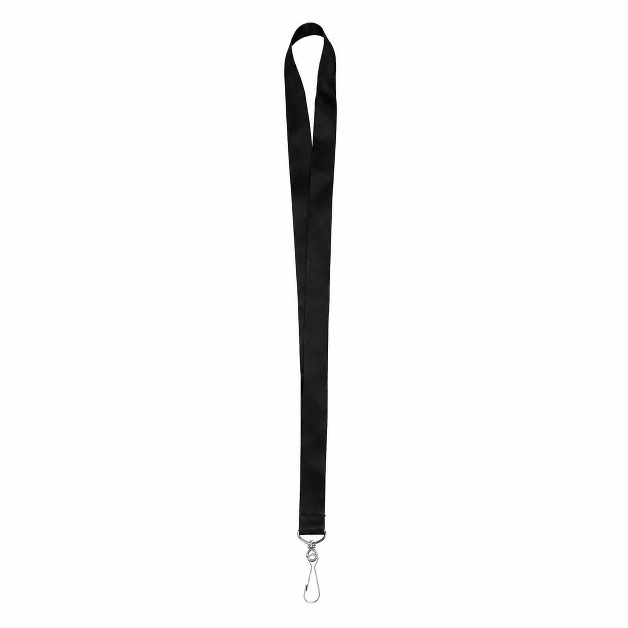 Satin Polyester J-Hook Lanyard — Black