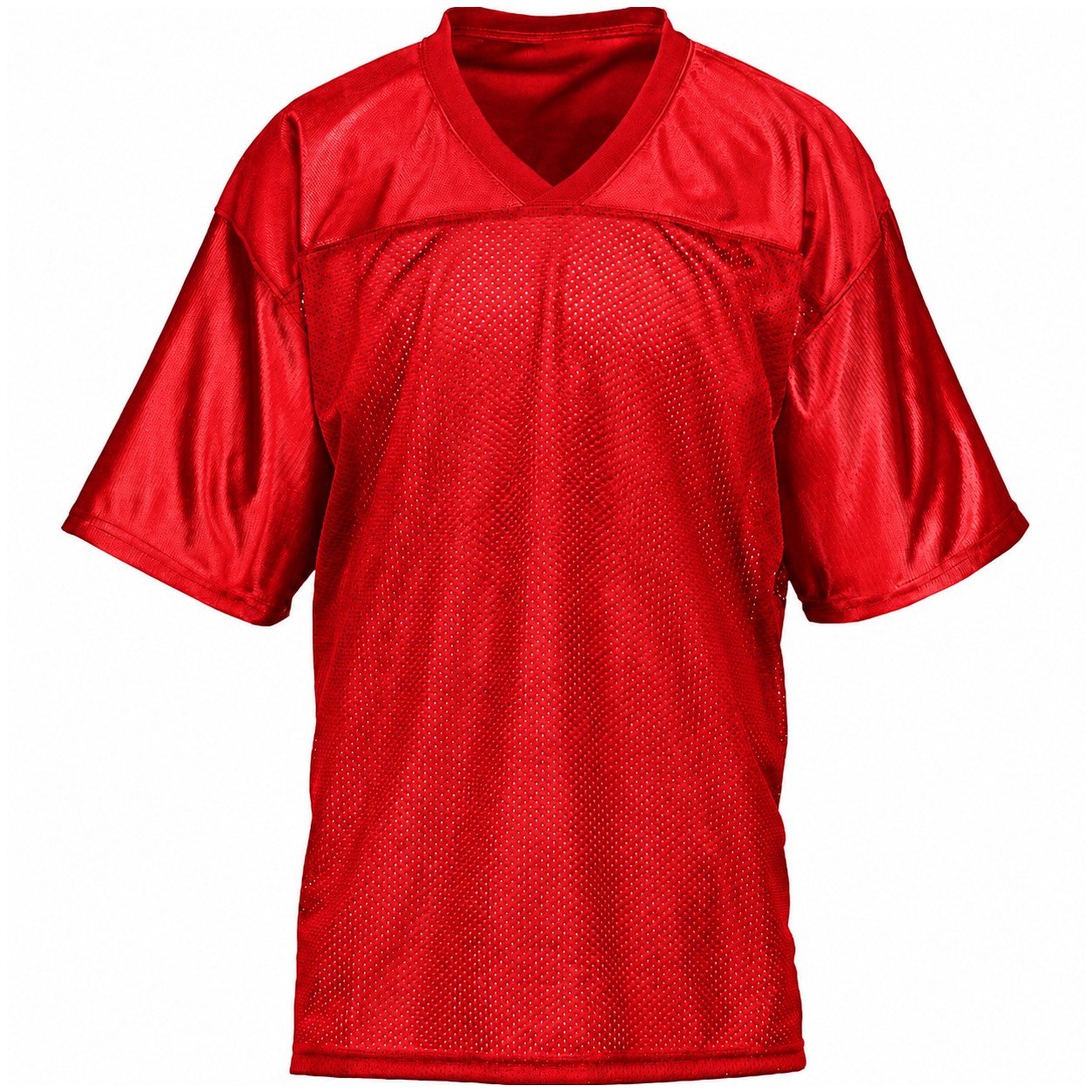 Polyester Mesh V Neck Football Jersey — Red