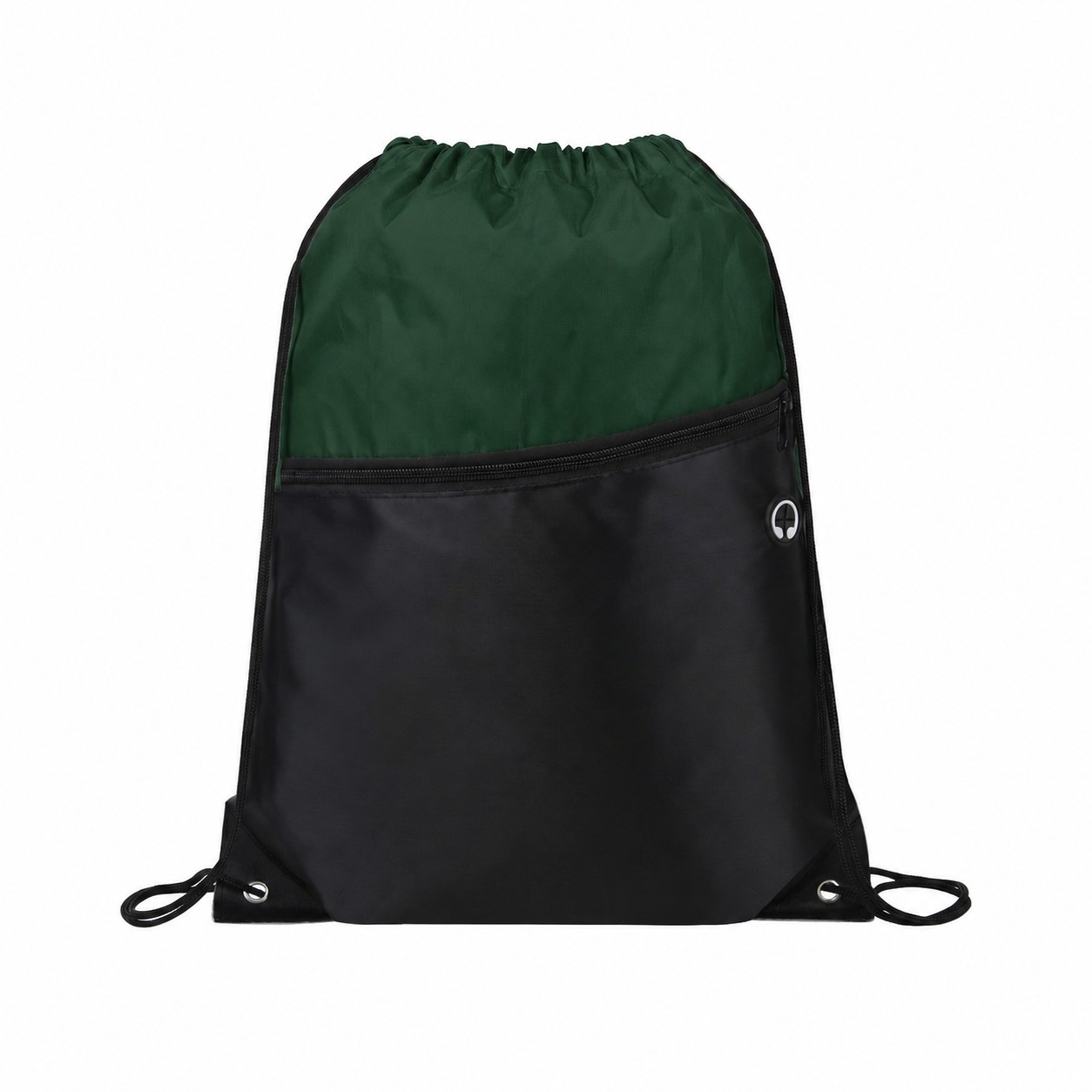 210D Polyester Metal Grommets Drawstring Bag — Forest Green