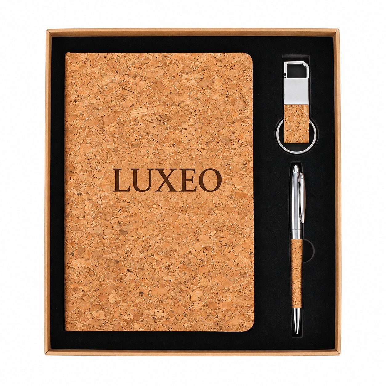 Cork Notebook Pen And Keychain Gift Set