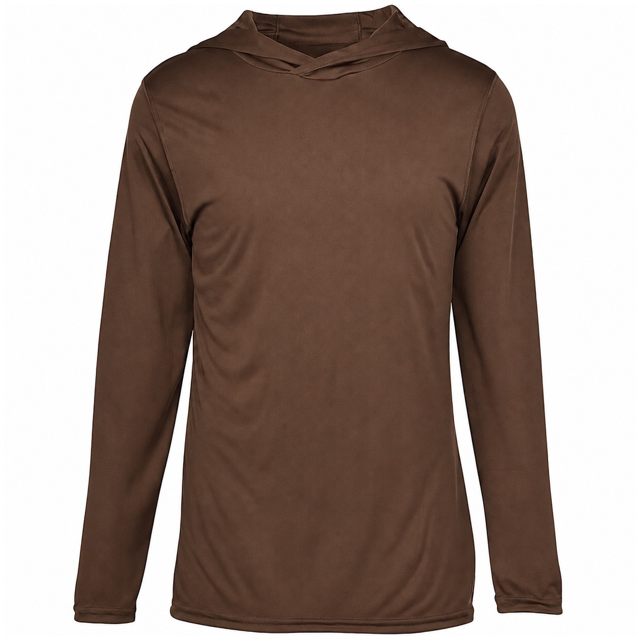 Polyester Hooded Long Sleeve Tee — Brown