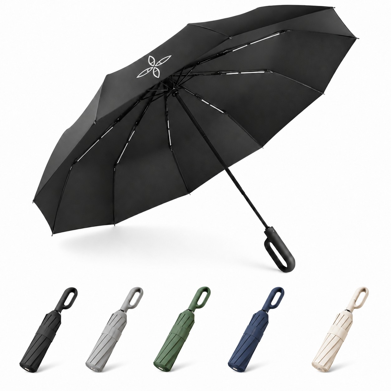 One Button Folding Umbrella With Hook Handle — view 1