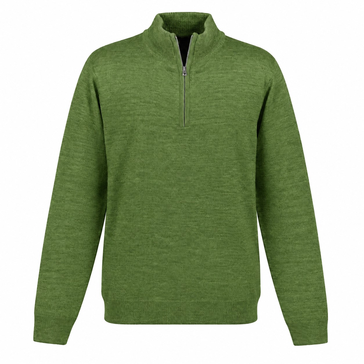 Acrylic Jersey Knit Quarter-Zip Sweater — Green