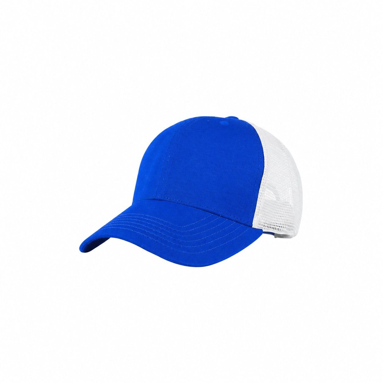 Six-Panel Low-Profile Trucker Cap — Royal Blue/White