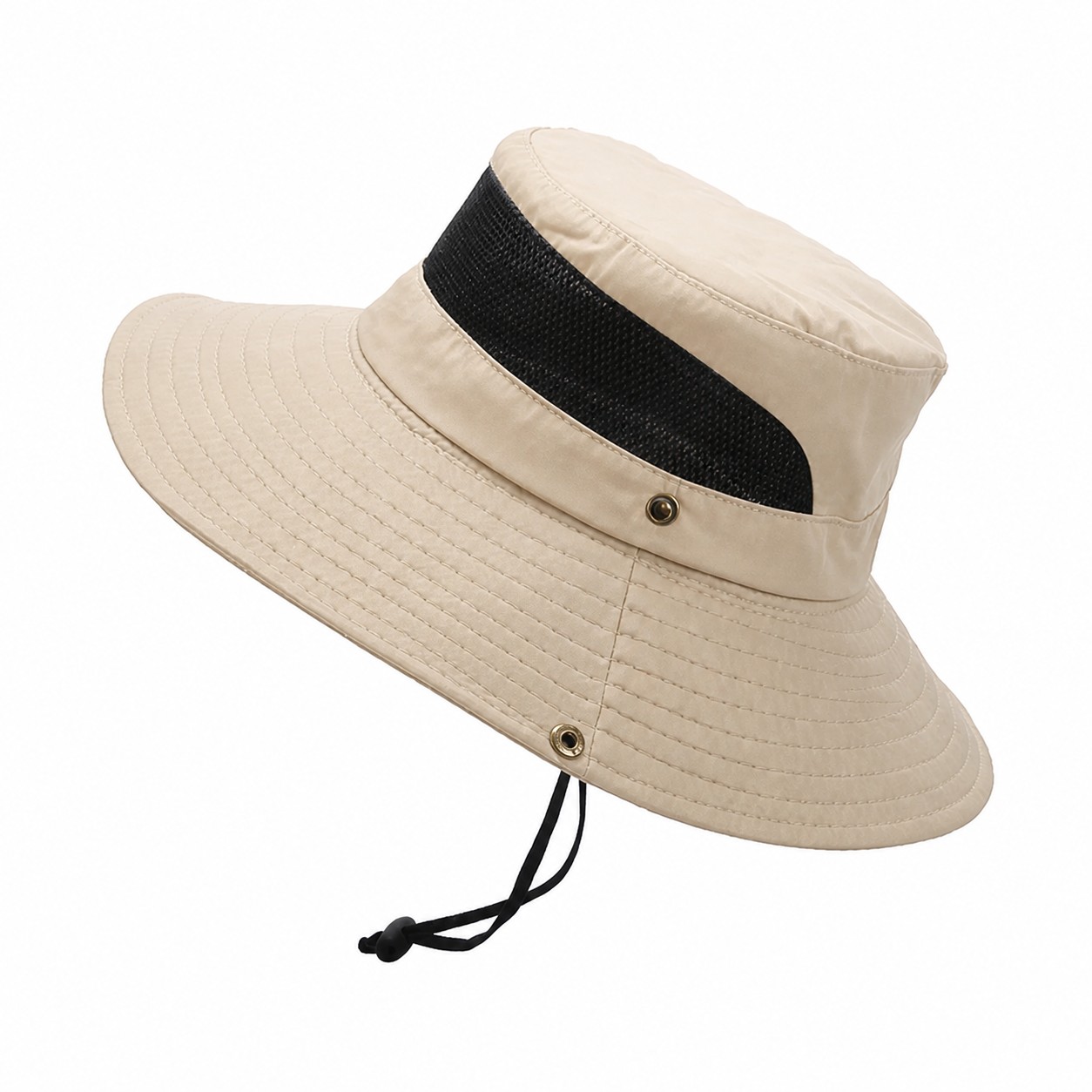 Polyester Fishing Bucket Shade Hat — Beige