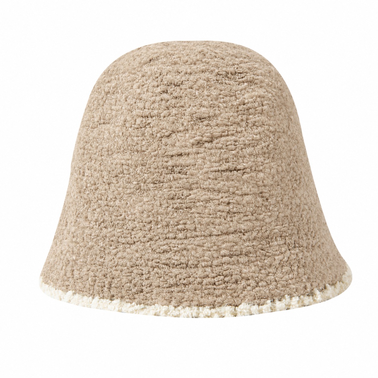 Polyester Plush Fisherman Bucket Hat — Beige