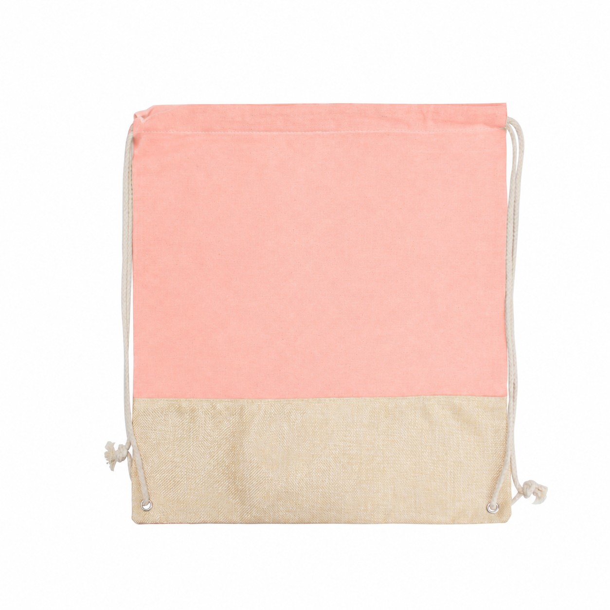 Cotton Metal Grommets Drawstring Bag — Peach Pink