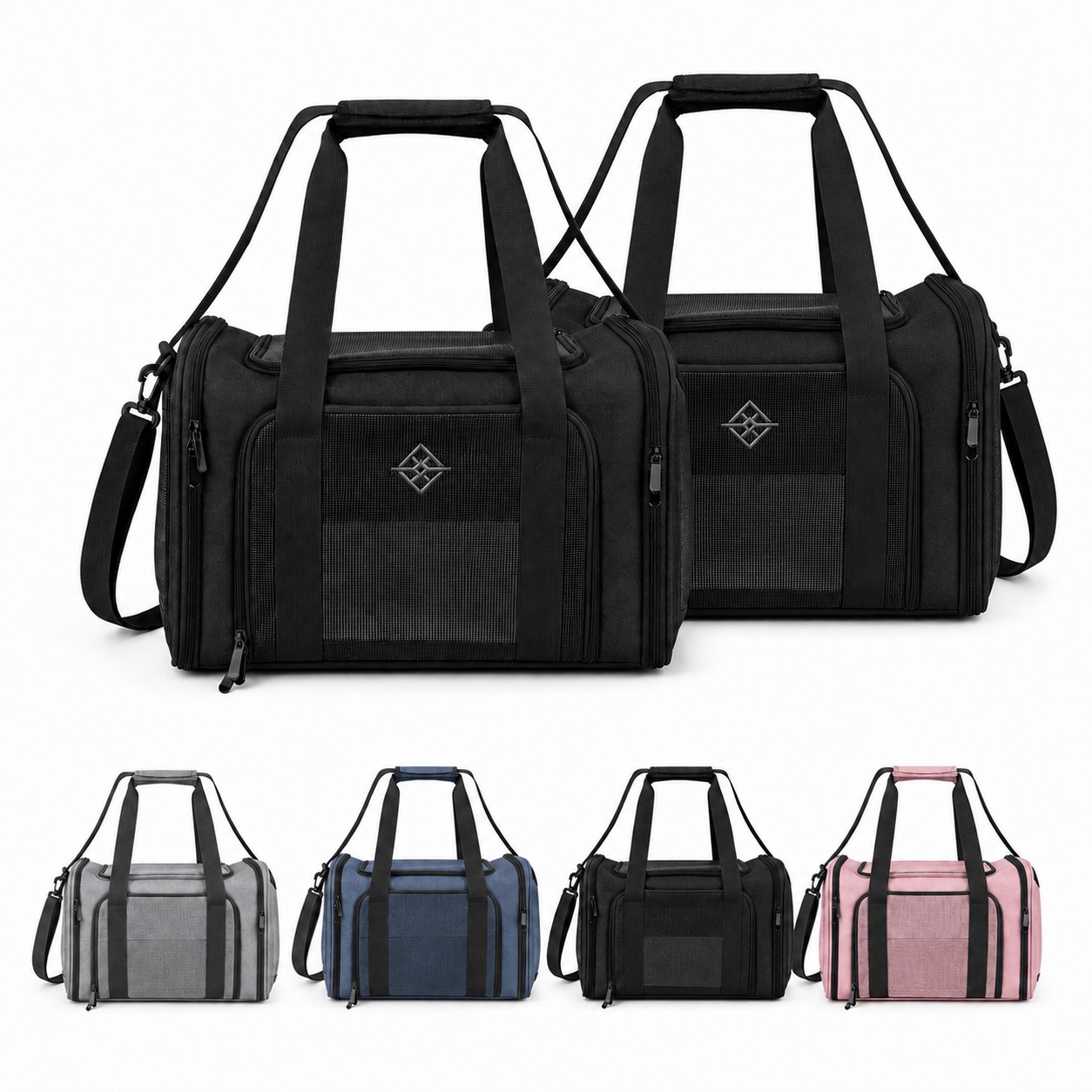 Zippered Oxford Mesh Pet Travel Carrier