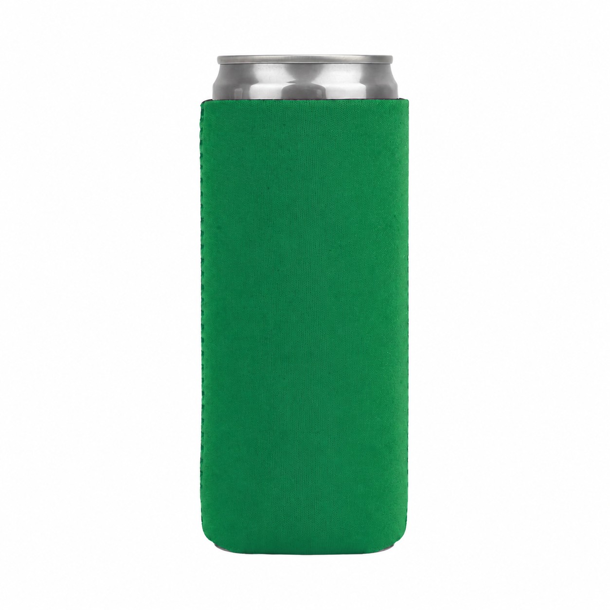 White Neoprene Slim Can Cooler — Green