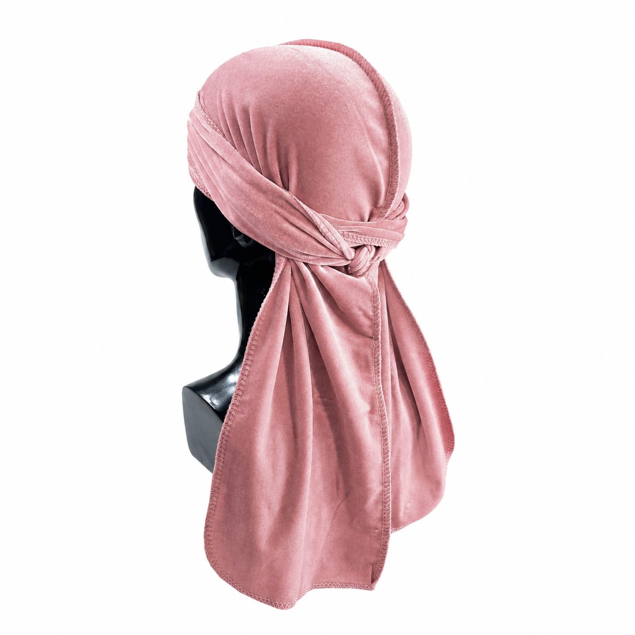 Velvet Long Tail Durag Headwrap — Dusty Pink