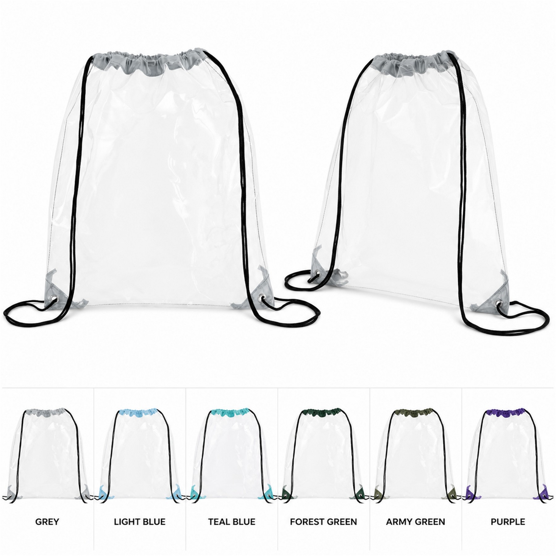 Metal Grommets Clear Drawstring Bag