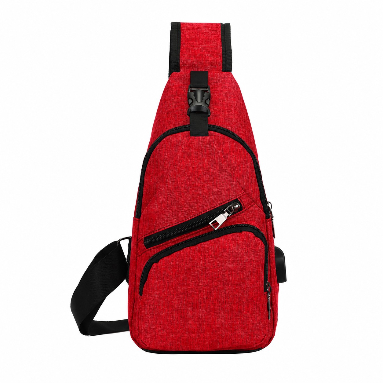 300D Polyester Crossbody Sling Bag — Red