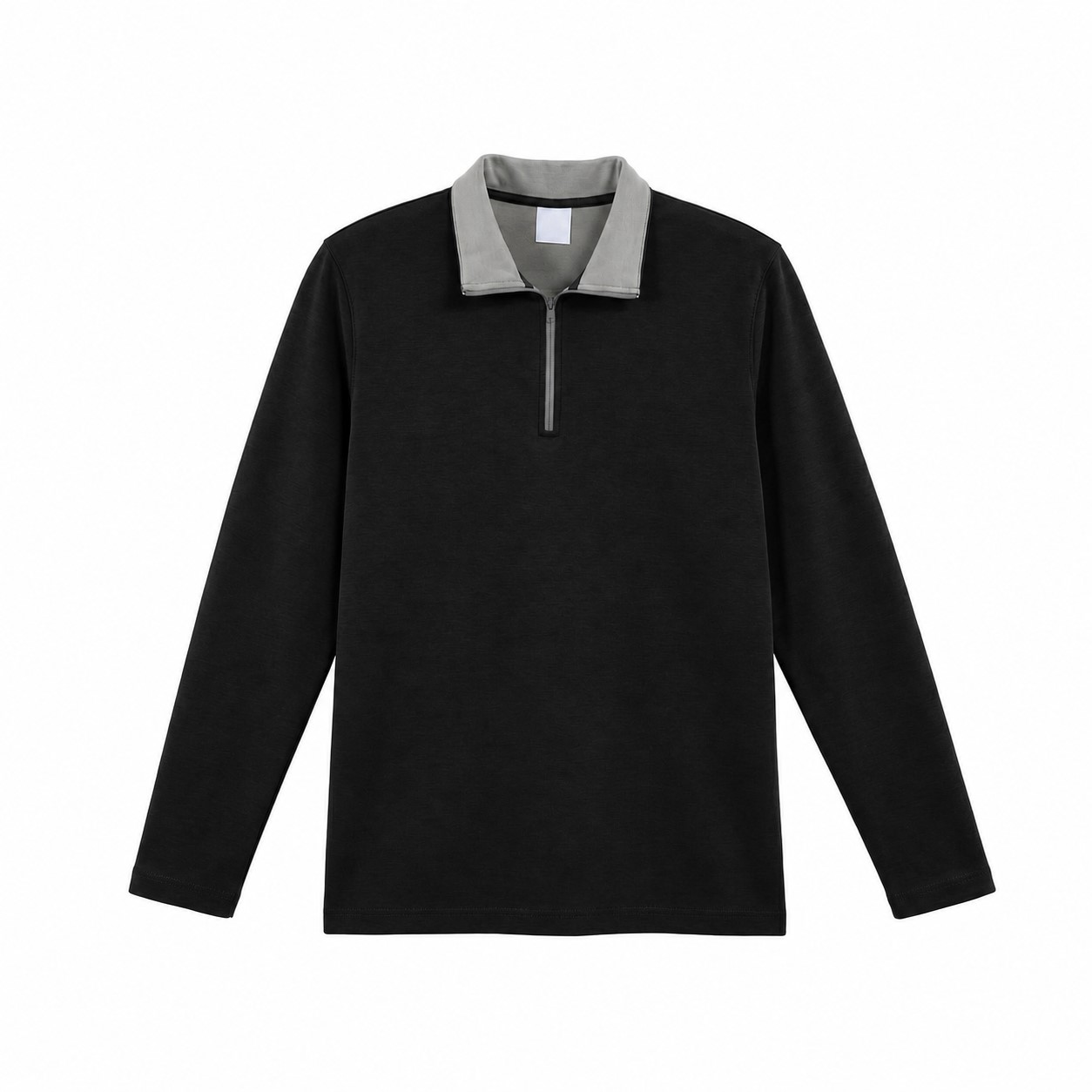 Men's Cotton-Blend Quarter-Zip Pullover — Black