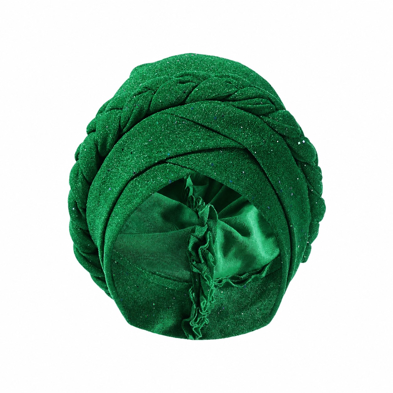 Polyester Shiny Braid Turban Hat — Green
