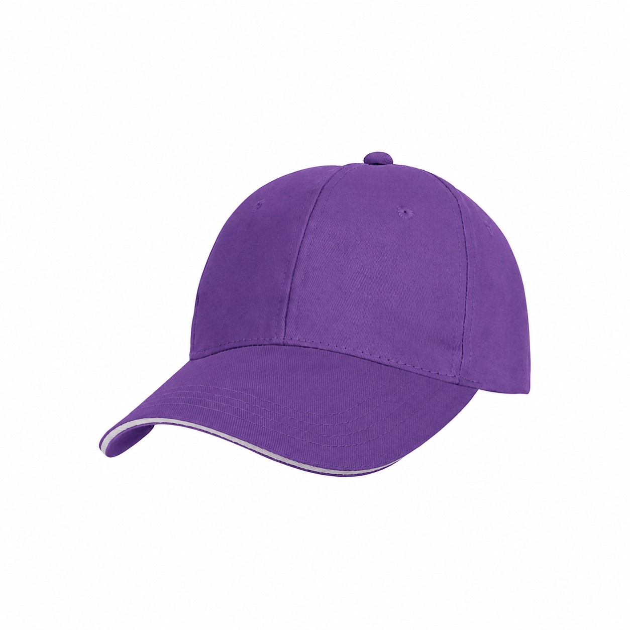 Cotton Twill Front Cap with Ventilation Eyelets — Purple