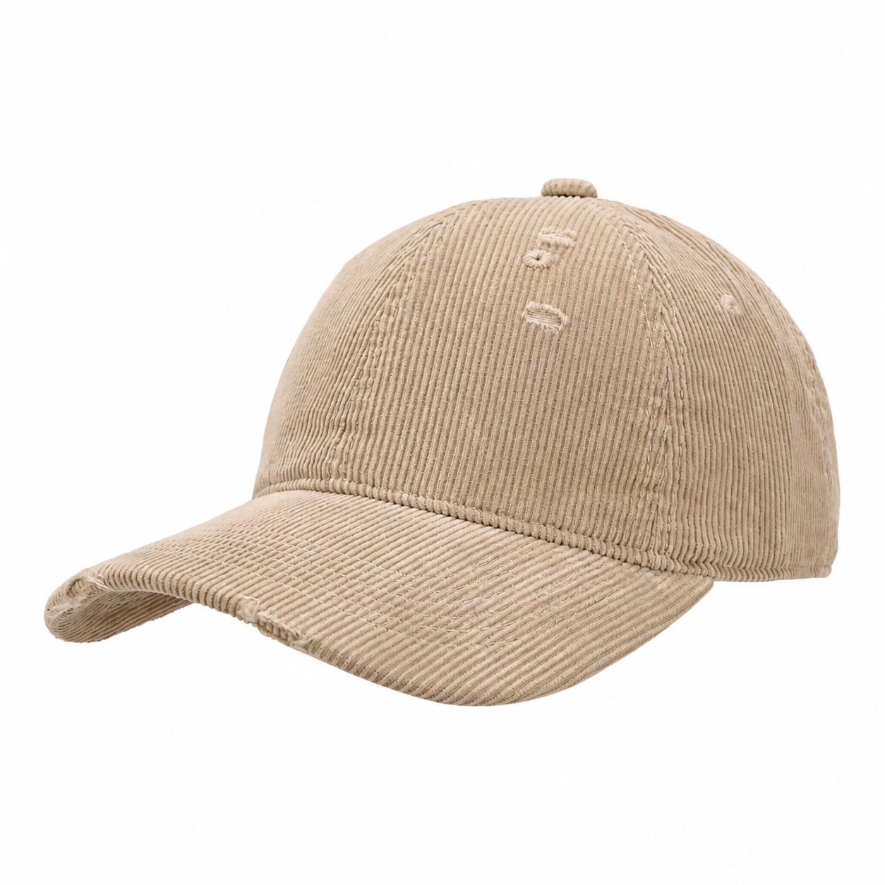 Corduroy Peaked Baseball Cap — Khaki Beige