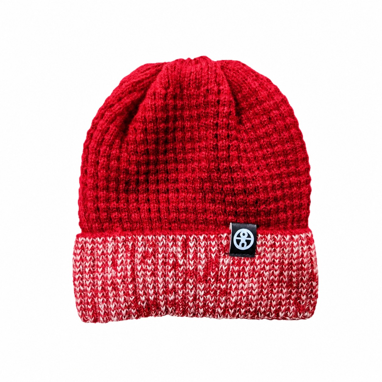Knit Polyester Cuff Beanie Hat — Red